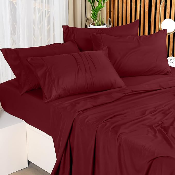 Utopia Bedding California King Sheet Set – 4 Piece Bed Sheets for Cal King Size Bed, Soft and Breathable Microfiber, Includes 1 Fitted Sheet, 1 Flat Sheet and 2 Pillowcases (Burgundy)