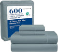 LANE LINEN 600 Thread Count 100% Cotton Full Size Sheets Set, Soft & Comfy Hotel Style Thick Full Bed Sheets Set, Mercerized Cotton Bedding Sheets & Pillowcases Sets, Machine wash - French Blue
