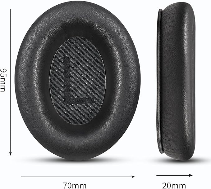 Headphones Replacement Ear Pads, Sheepskin Ear Cushions for Bose QuietComfort 35 (QC35) Improved Durability, Ear Pads Cushions with High-Density Foam, Thickness and Sound Isolation - Black