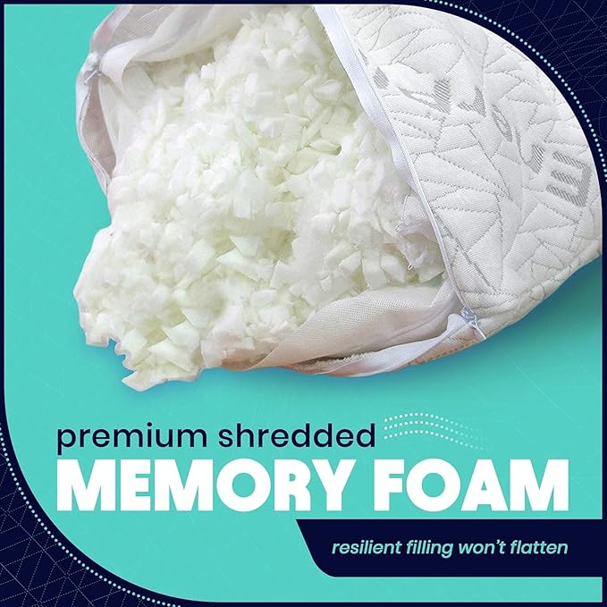 EnerPlex King Size Memory Foam Pillows - Pack of 2 - Adjustable Fill for Sleeping w/Extra Stuffing - CertiPUR-US Certified - Removable Viscose from Bamboo Cover - Machine Washable Firm Cushioning