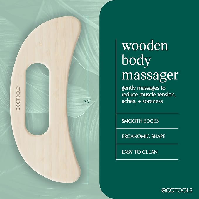EcoTools Wooden Body Massager, Relieve Sore Muscles, Wood Massager Tool for Body, Unique Shape Provides Relaxation & Relieves Muscle Tension, Eco Friendly, Cruelty-Free, & Vegan, 1 Count