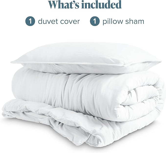 Bare Home Microfiber Duvet Cover Set - Ultra Soft Washed Microfiber - Twin/Twin Extra Long - Linen-Like Look - Easy Care - Breathable Fabric - Our Softest Duvet Cover Set (Twin/Twin XL, White)