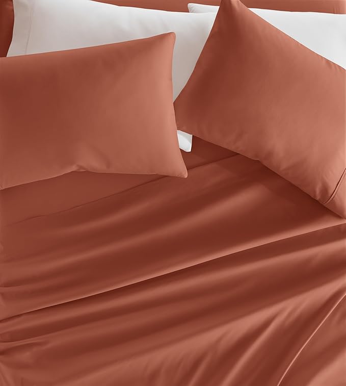 Linen Market Bed Sheets for Full Size Bed (Clay) - Sleep Better Than Ever with These Soft and Cooling Full Sheets - Deep Pocket Fits 16" Thick Beds - 4 Piece Full Sheet Set