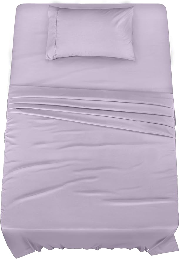 Utopia Bedding Twin Sheet Set – 3 Piece Bed Sheets for Twin Size Bed, Soft and Breathable Microfiber, Includes 1 Fitted Sheet, 1 Flat Sheet and 1 Pillowcase (Lavender)
