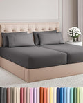 Split King 7 Piece Sheet Set - Cooling & Breathable - Hotel Luxury Bedding, Includes Fitted Sheets for Women, Men, Kids & Teens - 1 Flat, 2 Fitted Sheets, 4 Pillowcases with Deep Pockets - Dark Grey