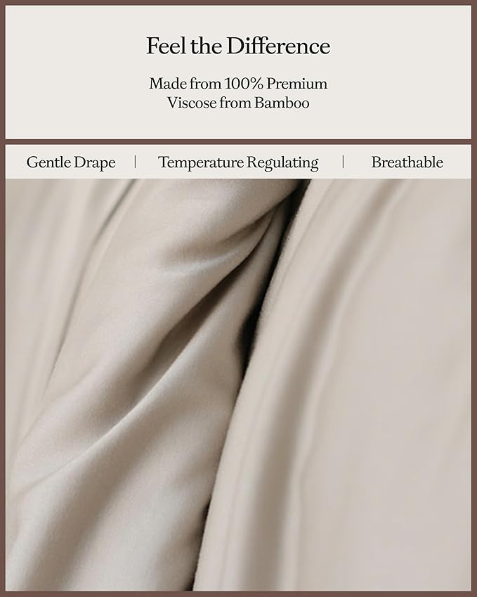 Cozy Earth Luxury Duvet Cover King - 100% Viscose from Bamboo - Ultra-Soft, Cooling & Lightweight Duvet Cover - Temperature-Regulating Bedding with Concealed Zip & Interior Snap Closures - Driftwood