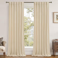 LAMIT Beige Velvet Panels for Living Room 84 Inches Long, Elegant Thermal Insulated Curtains Back Tab and Rod Pocket Drapes for Classical Bedroom, 2 Panels, 52 x 84 Inch