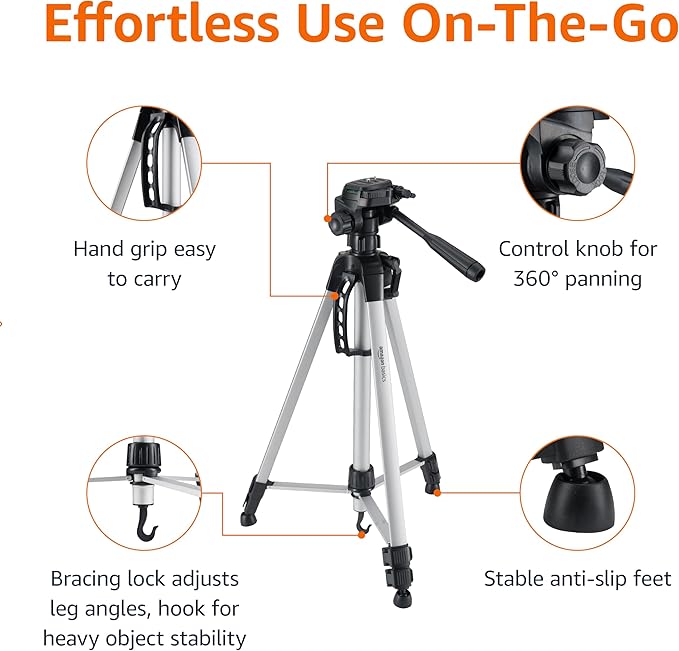 Amazon Basics 60 inch Lightweight Tripod with Bag, Black