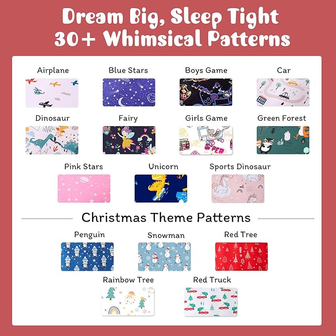 JSD Red Cars Christmas Kids Sheet Set Full Size, 4 Piece Soft Holiday Printed Microfiber Bed Sheets Deep Pocket