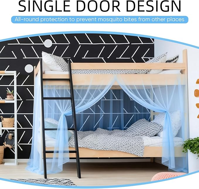 4 Corners Mosquito Net for Mosquiteros para Camas Bed Canopies Netting Bed Drapes Rectangular Mosquito Mesh for Camping Home Outdoor Travel (Blue,L75 X W47 X H59 Inch,1 Opening)