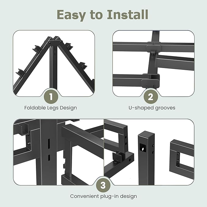 NKZ Twin Size Bed Frame 16 Inch, Metal Bed Frame & Box Spring 2 in 1 Platform with Round Corner Legs, 4000lbs Weight Capacity Reinforced Metal Frame, Headboard Hole, Noise-Free, Easy Assembly