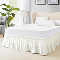 FreshCulture Twin Bed Skirt, Elastic Wrap Around Bed Skirt Twin Size, Bed Skirts for Adjustable Bed, Easy Fit with 22 Inch Drop Length, Hotel Quality Dust Ruffle for Twin Bed (Ivory)