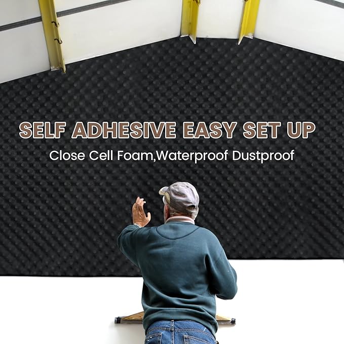 Self-Adhesive Thickened Sound Insulation Egg Crate Foam 13.99 sqft x 1.77in Thick,50+kg/m³ ,Fire/Water Resistant ,Thermal Insulation,Acoustic Treatment Foam