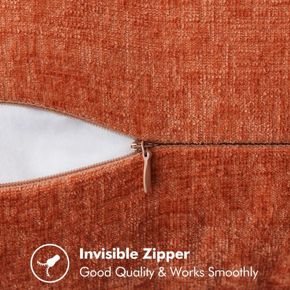 MIULEE Pack of 2 Fall Couch Throw Pillow Covers 12x20 Inch Rust Farmhouse Decorative Pillow Covers with Stitched Edge Soft Chenille Solid Dyed Pillow Covers for Sofa Bed Living Room