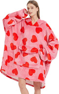 Wearable Blanket Hoodie for Adult,Oversized Sherpa Fleece Blanket Hoodie for Women Men,Heart