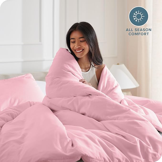 Bare Home Bedding Duvet Cover California King Size - Premium 1800 Super Soft Collection - Lightweight, Cooling - Soft Breathable Bedding Duvet Cover (Cal King, Light Pink)