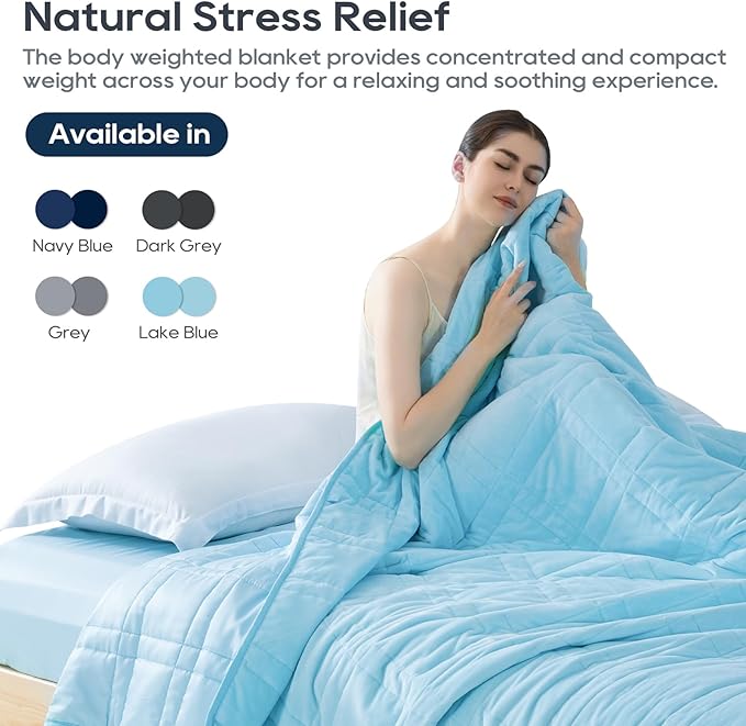 OMYSTYLE King Weighted Blanket, 30LBS - Dual-Sided Cooling Tencel & Warm Soft Plush, All Season Use, 88''x104'' - Includes Carry Bag, Lake Blue