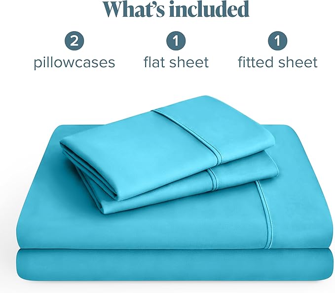 Bare Home Hotel Luxury Twin XL Sheet Set, Extra Soft - 4 Piece Set - Deep Pockets - Easy Fit - Cooling & Breathable - Wrinkle, Fade, Stain Resistant - Includes 2 Pillowcases (Twin XL, Aqua)