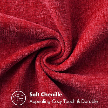 MIULEE Pack of 2 Christmas Pillow Covers 12x20 Inch Red Farmhouse Decorative Throw Pillow Covers with Stitched Edge Soft Chenille Solid Dyed Couch Pillow Covers for Sofa Bed Living Room