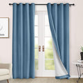 Macochico 52" Wx108 L 100% Blackout Curtains Extra Long Thermal Insulated Chenille Curtains for Living Room Bedroom Auditorium Home Theater Ashtray Blue Grommet Curtains with Tieback Classic 1 Panel