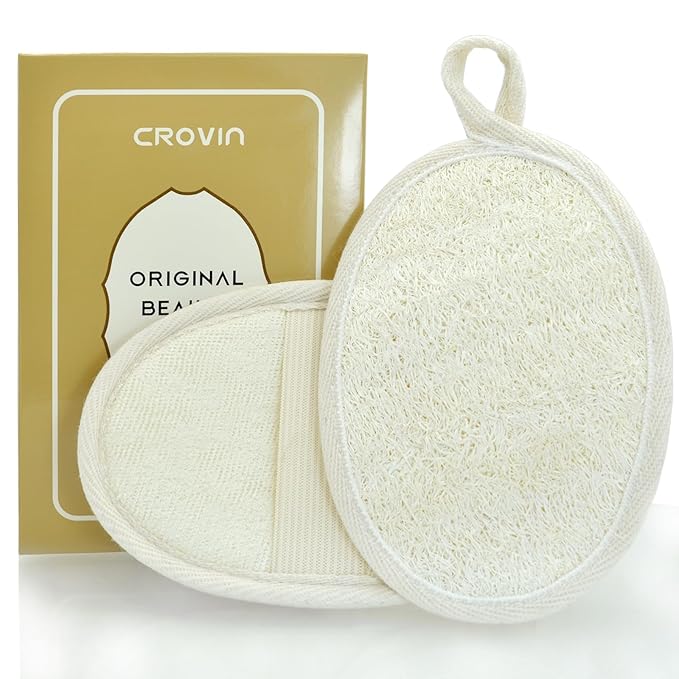 Natural Loofah Exfoliating Body Scrubber, Made with Natural Shower Loofah Sponge for Men and Women’s SPA (Pack of 2)