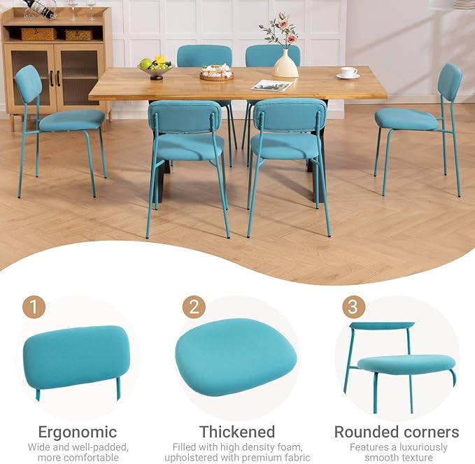 Stackable Dining Chairs Set of 4, Stack Chair with Padded Seat & Back, 4-Pack Indoor Stacking Chairs for Waiting Room, Classroom, Church, Lobby and Restaurant, Blue.