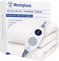 Westinghouse Electric Blanket Throw Size, Soft Plush Sherpa Heated Blanket with 6 Heating Levels & 2-10 Hours Auto-Off, Machine Washable, 50x60 inches, Ivory