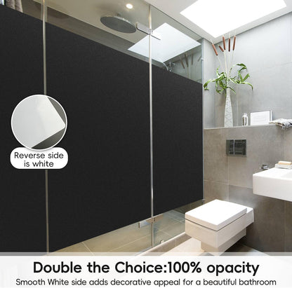 DUOFIRE Blackout Window Film Sun Blocking White Black Window Privacy Film Non Adhesive Static Cling Removable Windows Tint Anti -Glare Day Sleep Windows Tinting Films for Home, Office (23.6x118in)