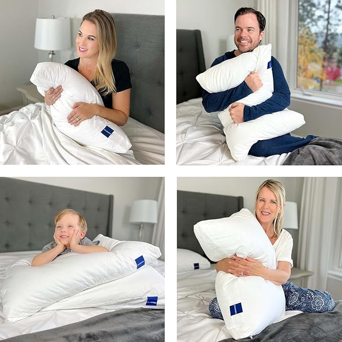 ACCURATEX Pillows Standard Size Set of 2, Hybrid Shredded Memory Foam Pillow[Adjustable Loft], Fluffy Down Alternative Fill Removable Cotton Cover, Firm Supportive Pillow for Side Back Sleepers