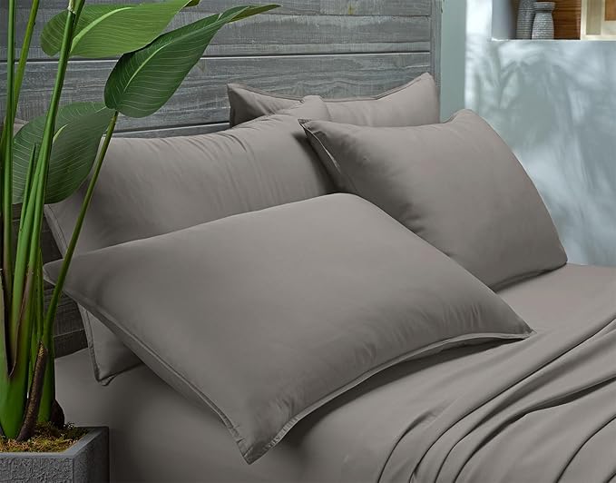 Pure Bamboo Twin Sheets, Genuine 100% Organic Viscose Derived from Bamboo Bed Sheet Set, Luxuriously Soft & Cooling, Double Stitching, 2 Year Quality Promise (Twin, Graphite)