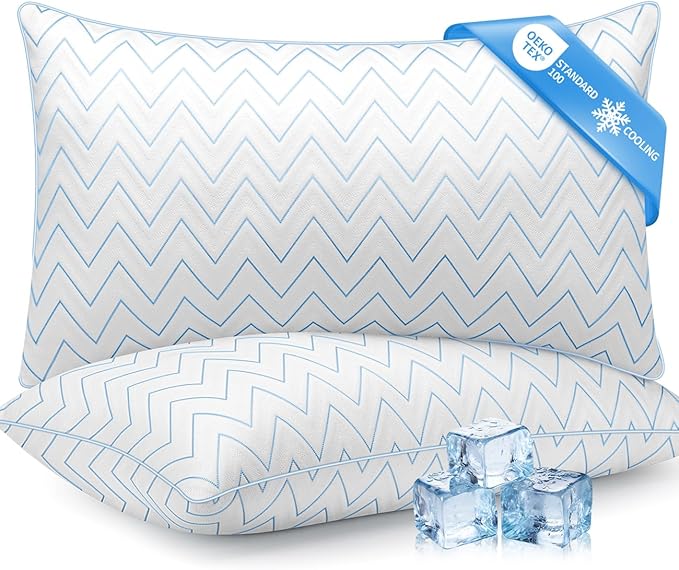 DIORIS Pillows Queen Size Set of 2 - Cooling Luxury Hotel Collection Bed Pillows for Sleeping, Breathable Medium Firm Down Alternative Microfiber Filled Pillows for Back, Stomach Sleepers
