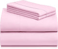 LuxClub 4 PC Sheet Set Bed Sheets Deep Pockets Eco Friendly Wrinkle Free Cooling Machine Washable Hotel Bedding Silky Soft - Powder Pink Full