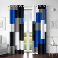 Royal Blue 100% Blackout Curtains for Bedroom 84 inch Long 2 Panels Set Modern Abstract Geometric Black Out Curtains Blue Gray Insulated Room Darkening Window Drapes for Living Room, 52Wx84L