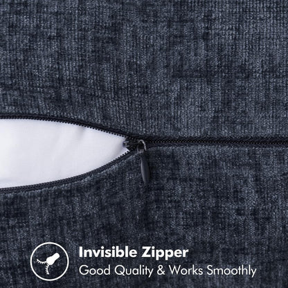 MIULEE Pack of 2 Couch Throw Pillow Covers 20x20 Inch Dark Blue Farmhouse Decorative Pillow Covers with Stitched Edge Soft Chenille Solid Dyed Spring Pillow Covers for Sofa Bed Living Room