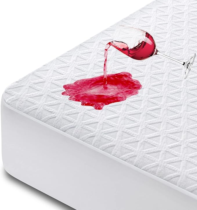 Premium Waterproof Mattress Protector Full Size, Breathable Bed Cover 3D Air Fabric Cooling Mattress Pad Cover Smooth Soft Noiseless Washable, 8''-21'' Deep Pocket (White)
