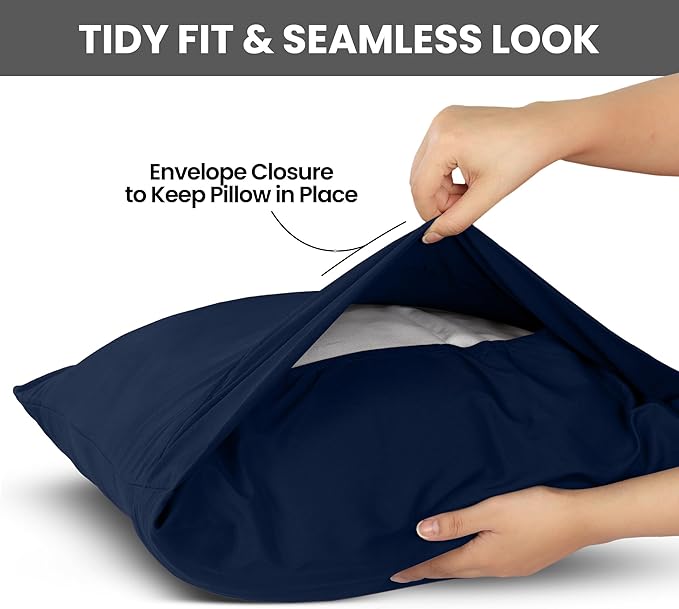 Pillow Covers by Utopia Bedding - Standard Size 2-Pack – Soft Brushed Microfiber – Perfect for Hospitals, Hotels, Guest Rooms – Oeko-TEX Certified, 20x26 Inches (Navy)