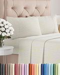 Twin 4 Piece Sheet Set - Cooling, Comfy & Breathable - Hotel Luxury Bedding, Includes Fitted Sheet for Women, Men, Kids & Teens - 1 Flat, 1 Fitted Sheet, 2 Pillowcases w/Deep Pockets - Beige Stripes