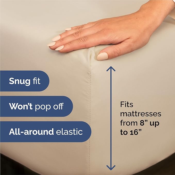Split King 7 Piece Sheet Set - Cooling & Breathable - Hotel Luxury Bedding - Includes Fitted Sheets for Women, Men, Kids and Teens - 1 Flat, 2 Fitted Sheets, 4 Pillowcases with Deep Pockets - Wheat