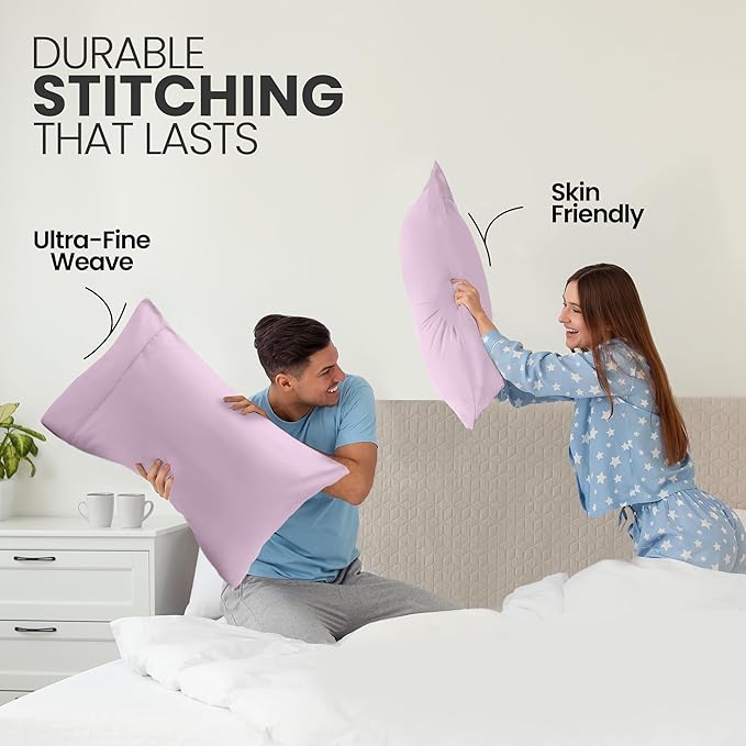 Pillow Covers by Utopia Bedding - Queen Size 2-Pack – Soft Brushed Microfiber – Perfect for Hospitals, Hotels, Guest Rooms – Oeko-TEX Certified, 20x30 Inches (Lavender)