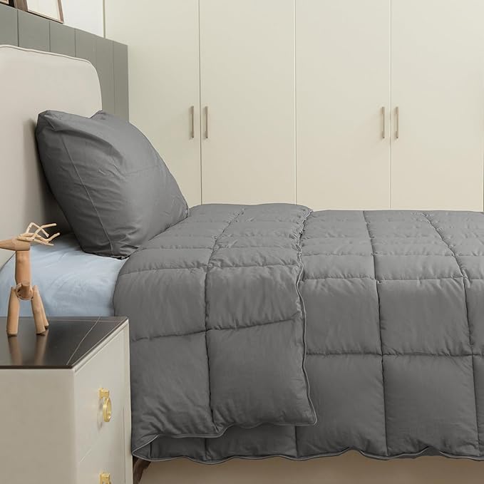 sunflower Down Alternative King Size Steel Gray Lightweight 100% Cotton Shell Bedding King Comforter Blanket for Hot Sleepers 88"x104" with Corner Tabs Soft Breathable Machine Washable