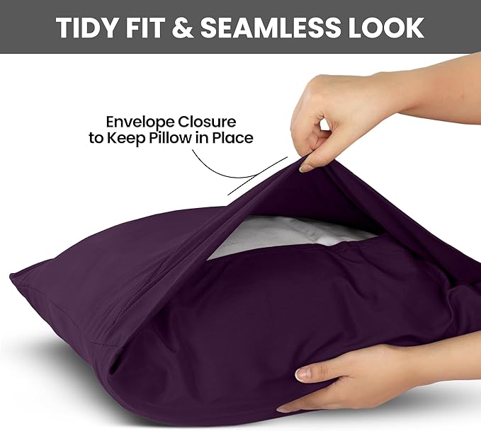 Pillow Covers by Utopia Bedding - Queen Size 2-Pack – Soft Brushed Microfiber – Perfect for Hospitals, Hotels, Guest Rooms – Oeko-TEX Certified, 20x30 Inches (Dark Purple)
