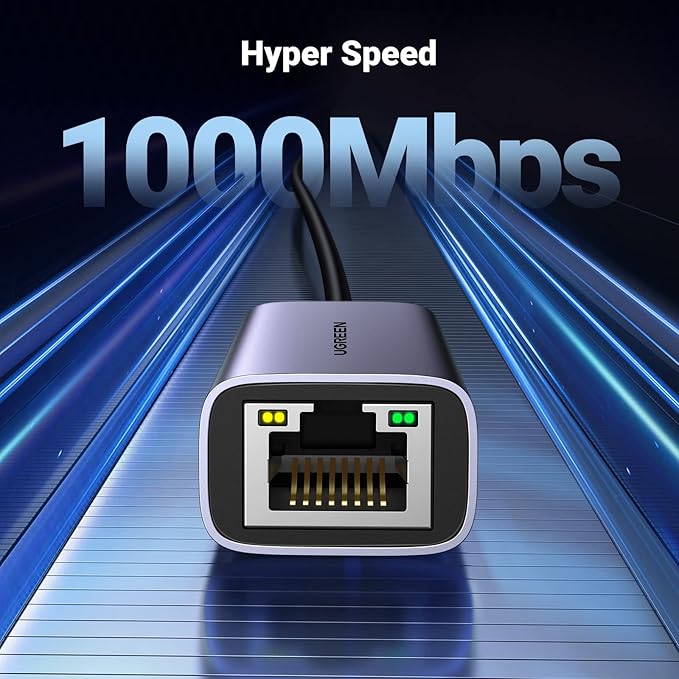 UGREEN USB C to Ethernet Adapter, Plug and Play 1Gbps Ethernet Adapter, Aluminum Case, (Thunderbolt 4/3 Compatible) to RJ45 Network Dongle, Compatible for MacBook Pro/Air, iPhone 16 Pro/Max, iPad, XPS