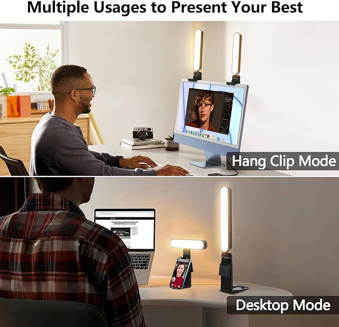 yAyusi Dual-lamp Video Conference Lighting, LED Streaming Light with Remote and Touch Control, Zoom Lighting for Computer,Webcam Laptop Monitor Ring Light for Video Calls/Zoom Meetings/Video Recording
