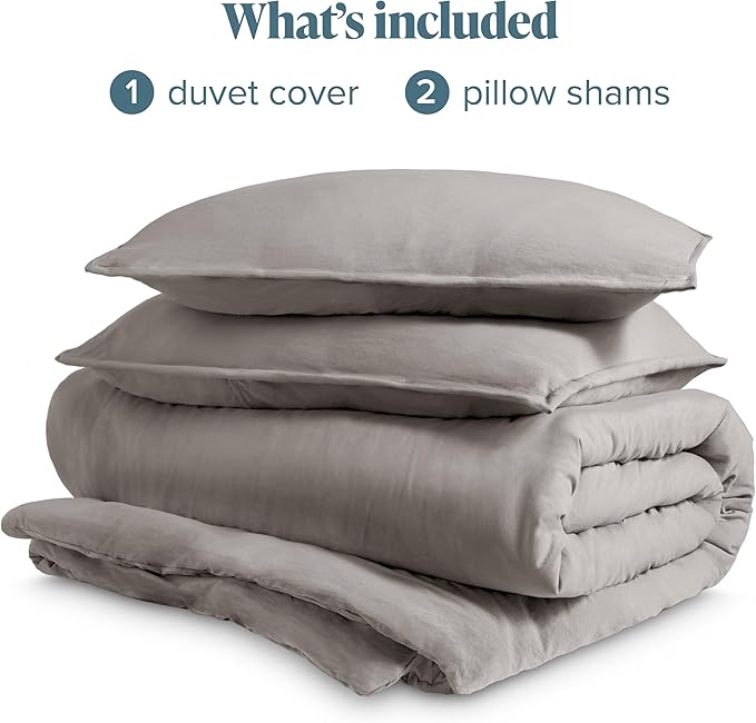 Bare Home Microfiber Duvet Cover Set - Ultra Soft Washed Microfiber - King/California King - Linen-Like Look - Easy Care - Breathable Fabric - Our Softest Duvet Cover Set (King/Cal King, Frost Grey)