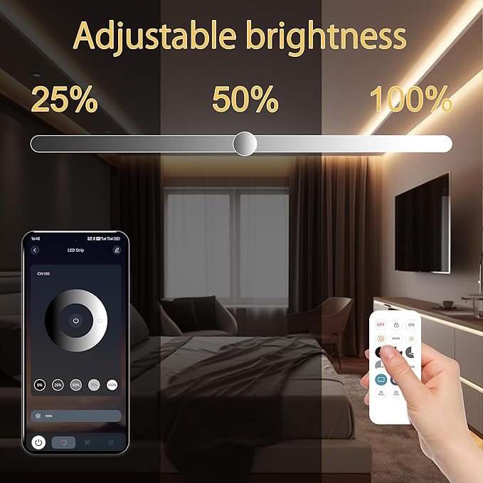65.6ft COB LED Strip Light Warm White, High Bright LED Strips with 320LEDs, RF Remote and UL Power Supply, 2700K Dimmable LED Lights for Bedroom,Kitchen, DIY Home Decoration, 2 Rolls of 32.8ft
