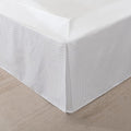 Twin Bed Skirt, Wrap Around Bed Skirt with Pleated Corner, 16 Inch Drop Pleated Waffle Weave Bedskirts, Anti-Slip, Microfiber, White, 16'' Twin