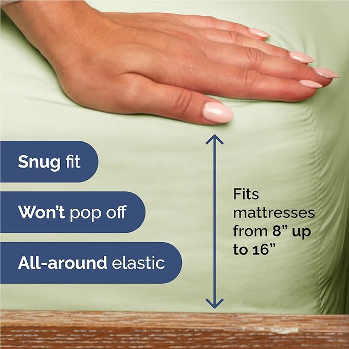 Twin XL 4 Piece Sheet Set - Cooling, Comfy & Breathable - Hotel Luxury Bedding, Includes Fitted Sheet for Women, Men, Kids & Teens - 1 Flat, 1 Fitted Sheet, 2 Pillowcases w/Deep Pockets - Light Sage