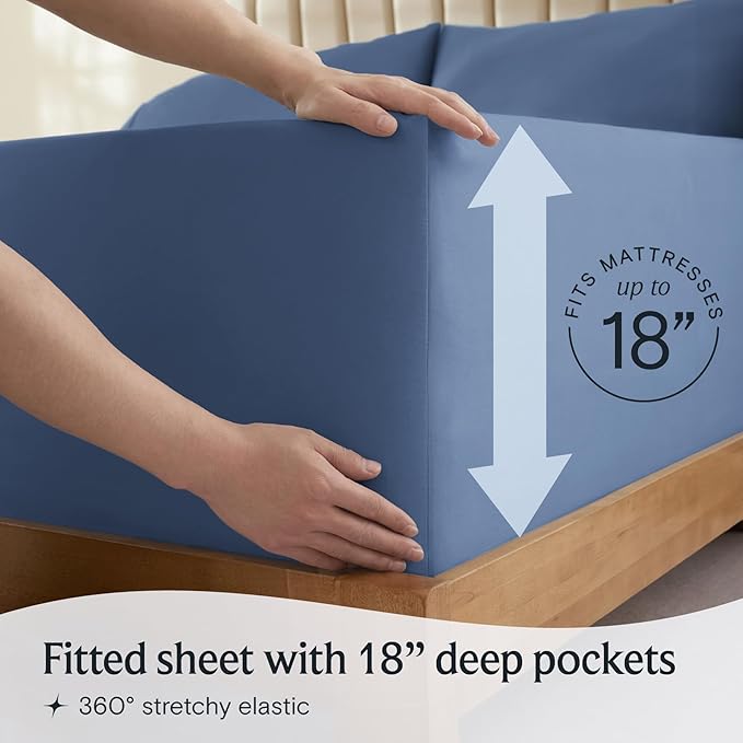 LuxClub 4 PC Full Sheet Set, Deep Pockets Wrinkle Free Cooling Bed Sheets Hotel Bedding for Women, Men, Kids & Teens, Includes 1 Fitted Sheet, 1 Flat Sheet and 2 Pillowcases-Soft Oxford