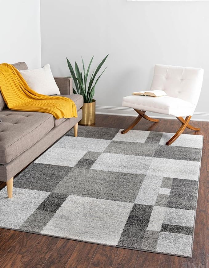 Unique Loom Autumn Collection Area Rug - Providence (5' 3" x 8' Rectangle, Gray/ Ivory)