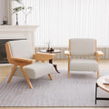 Accent Chair Set of 2, Mid Century Modern Chair, Velvet Upholstered Lounge Arm Chair with Solid Wood, Cozy Seating for Living Room, Bedroom, Balcony (White)